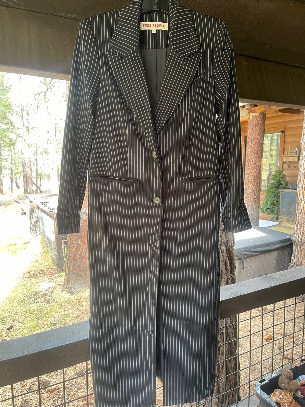 Brand New Free People black pinstriped duster street coat.XS